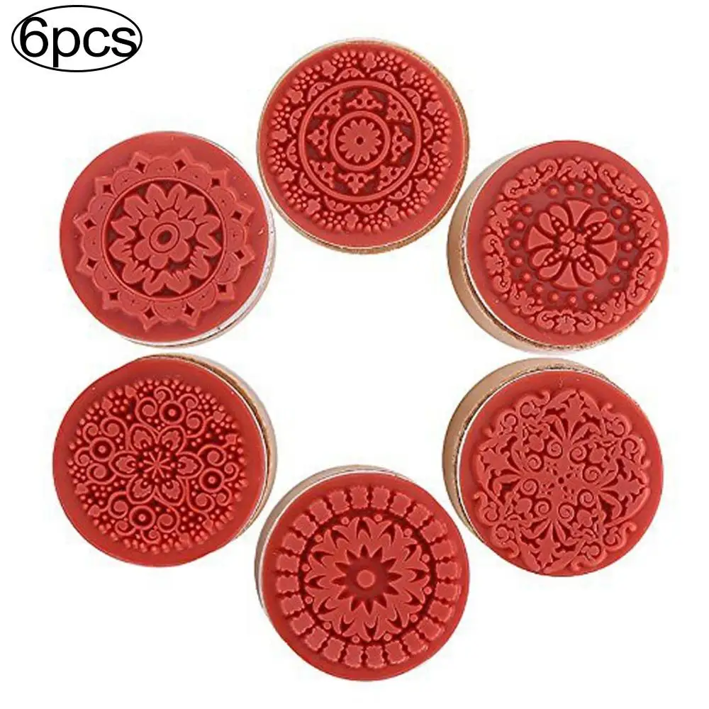

6pcs/lot Wooden Stamp for Scrapbooking Floral Pattern Decorative Rubber Wooden Stamps for DIY Craft Card Making Decorations