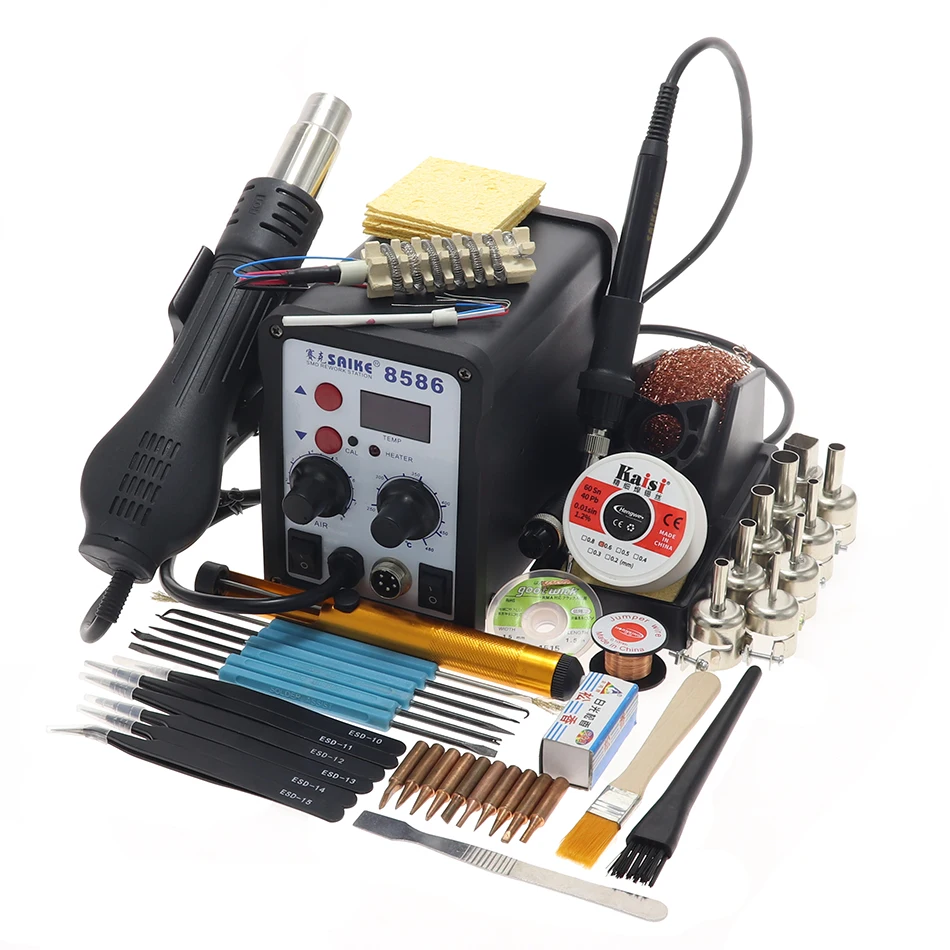 SAIKE 8586 700W ESD Soldering Station LED Digital Solder Iron Desoldering BGA Rework Hot Air Gun Welder | Инструменты