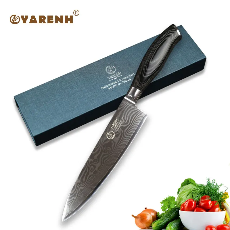 YARENH 8" professional chef knives with pakka wooden