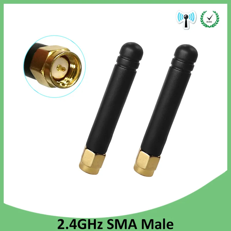 

20pcs 2.4GHz antenna wifi SMA Male connector 2dbi wifi 2.4 ghz antenna Small Size antena Zigbee wi fi antenne wi-fi antennas