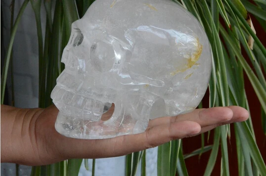 

A 412 NATURAL WATER CLEAR QUARTZ CRYSTAL SKULL SKELETON WITH PERFECT (0601)