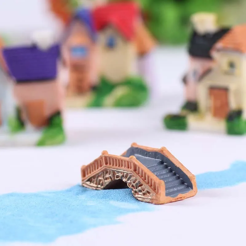 Строительство моста фигурку animiation геудена Миниатюрный смолы ремесло украшения модели микро пейзаж Дети игрушка в подарок