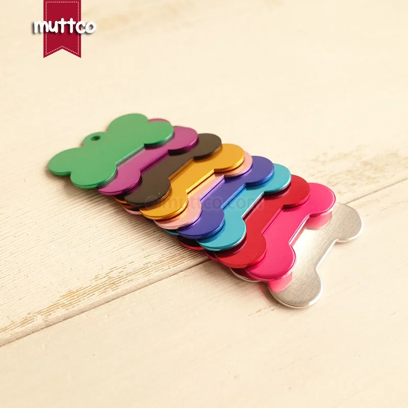 

20pcs/lot low price metal craved name id tag blank craved phone number bone sharp dog id tag 10 colors DIT-025