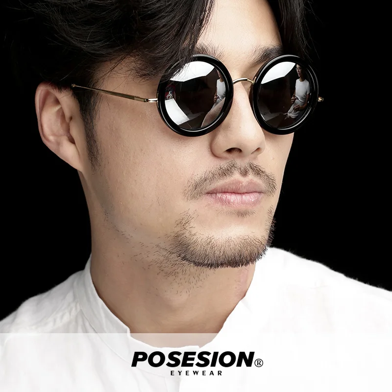 

Posesion Retro Driving Polarized Sunglasses Men Brand Designer Vintage Round Metal Frame Sun Glasses Eyewear For Women