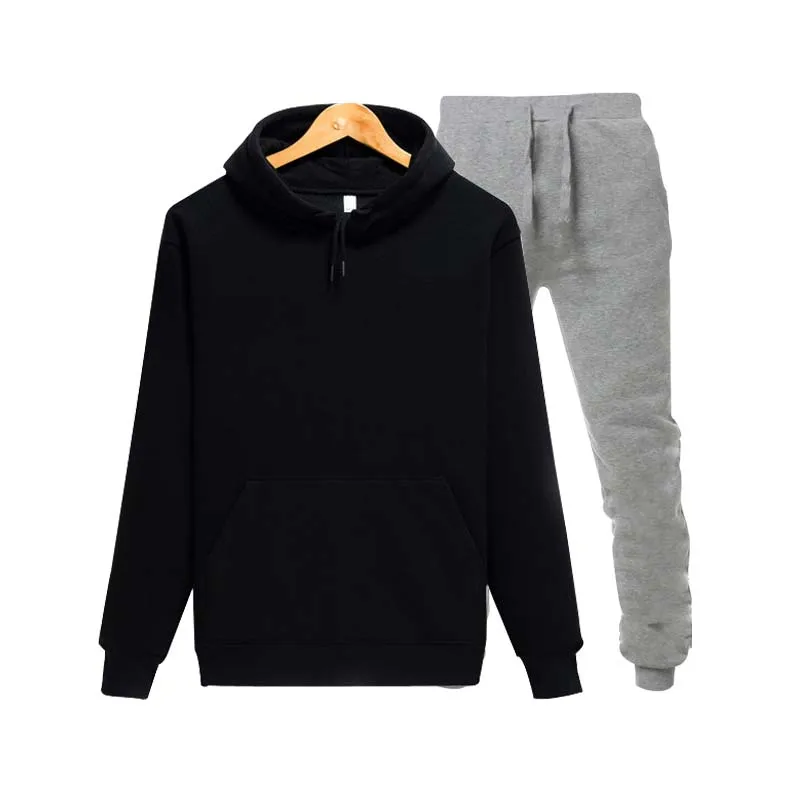 2019Men's / Women's Sportswear New Brand Sports Casual Wear Two-piece Cotton Fleece Thicken Hoodie + Pants Sports Set