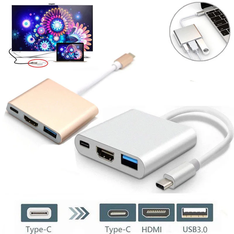 

Usb c HDMI Usbc to Hdmi 3.1 Converter Adapter Type c to hdmi HDMI/USB 3.0/Type C Adapter Type-C Aluminum For Apple Macbook