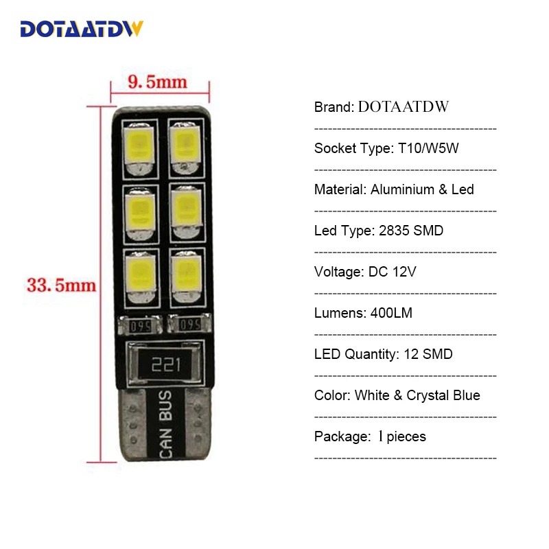 DOTAATDW 1x Canbus светодиодный T10 W5W габарисветильник клиновисветильник свет для Opel Astra h