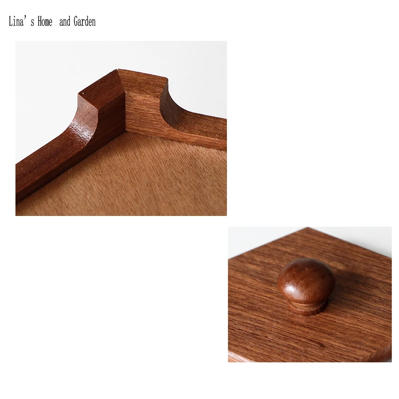 hexagonal antique Chinese solid wood compartment food serving tray with clear lid (5)