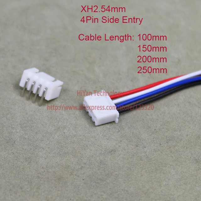 25 セット XH2.54 JST 2.54 ミリメートルピッチサイドエントリー 4Pin コネクタ 100 ミリメートルに 250