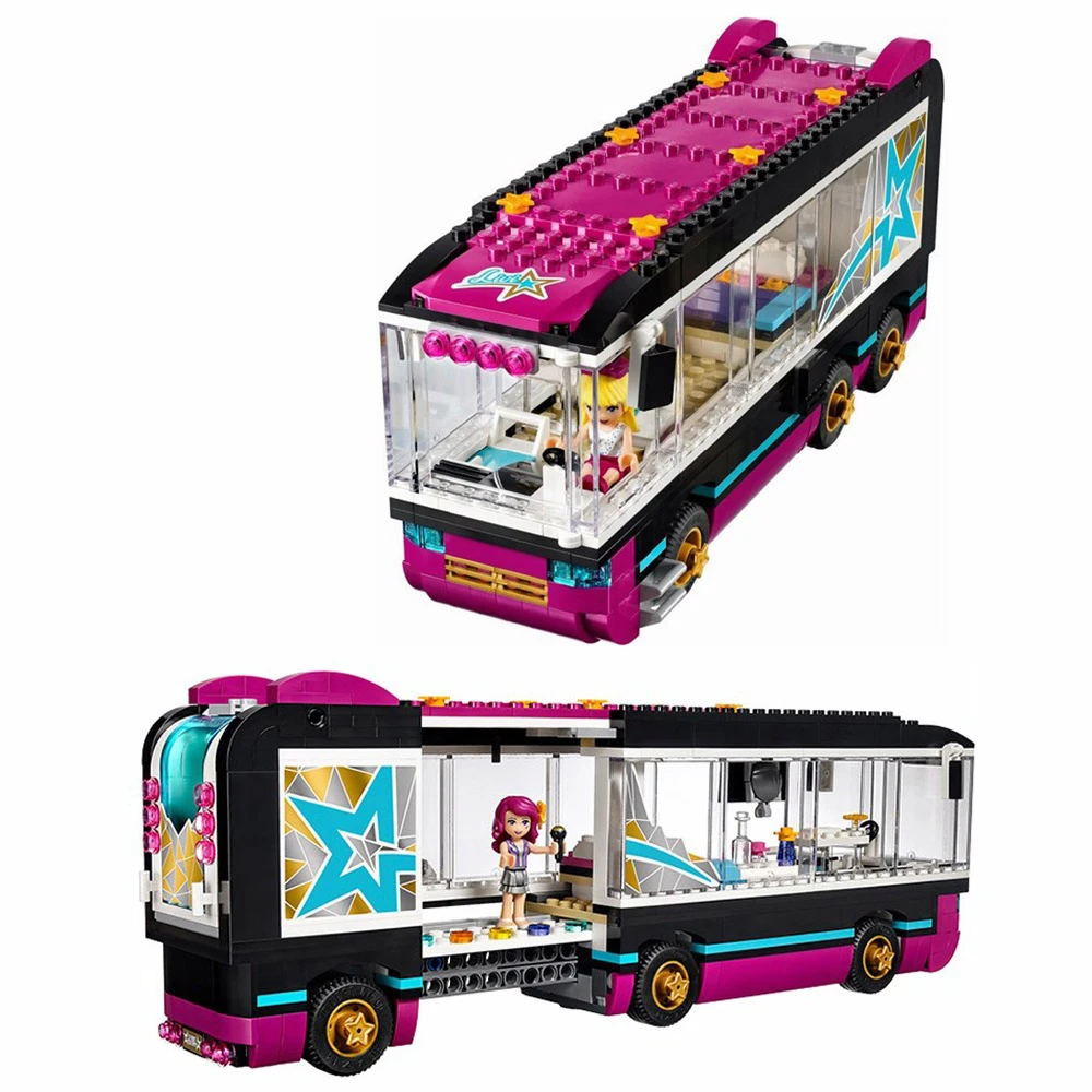 

684 Pcs 10407 Friends Pop Star Tour Bus Building Blocks 41106 Legoing Friends Figures Bricks Toys for Children Model Toys Gift