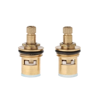 

New 2 Pcs/set Faucet Replacement Brass 1/4 Turn G1/2" Ceramic Disc Cartridge Hot Cold Tap Valve hot