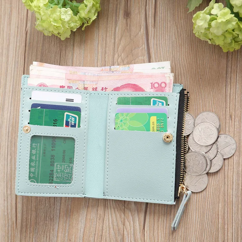 Женский короткий кошелек Aelicy из искусственной кожи на молнии с вышивкой|women purse