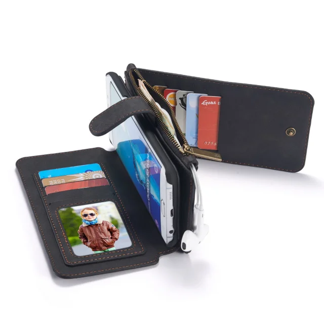 Из натуральной кожи чехол-бумажник чехол для iPhone X, 8, 7, 6, 6s плюс 5S SE 5 samsung Galaxy S9 S8 плюс S7 S6 Edge Note 9 8 5 Чехол - Цвет: Черный