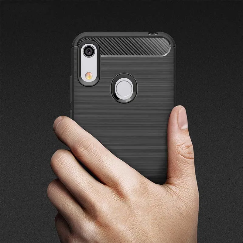 

Whyes Soft TPU Silicone Case For Huawei Honor 8A Silicon TPU Shockproof Carbon Fiber Phone Cover Case For Honor 8A