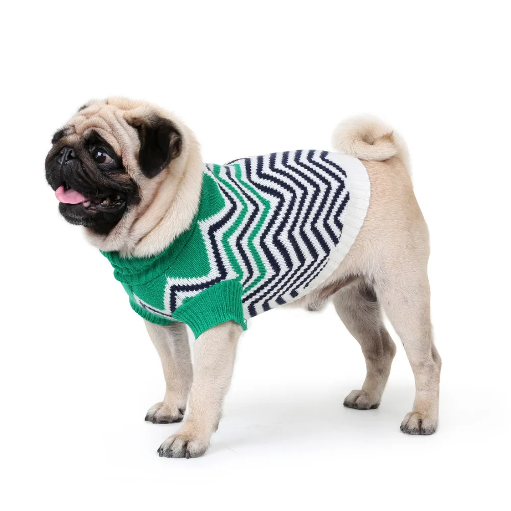 Новые Зимние Сапоги выше колена для собак свитер Одежда для домашних животных волнистым узором Дизайн отворота собака пальто для маленьких больших щенка собаки кошки