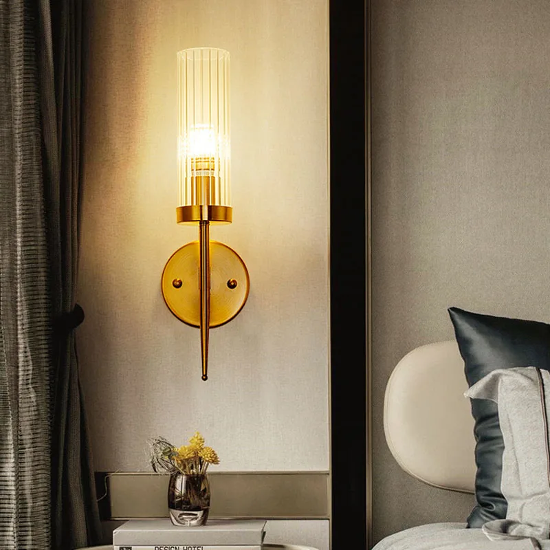 Contemporary E14 Socket Wall Light Sconce Modern Wall Lamp Brass Metal Glass Led Wall Light for Home Bathroom Corrider Hotel Bedside Indoor Light (9)