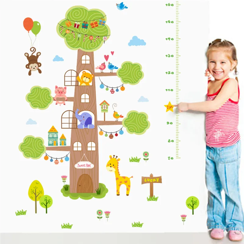 Vinyl Height Measures Animal Park Children Growth Charts Mural Backdrop Stickers