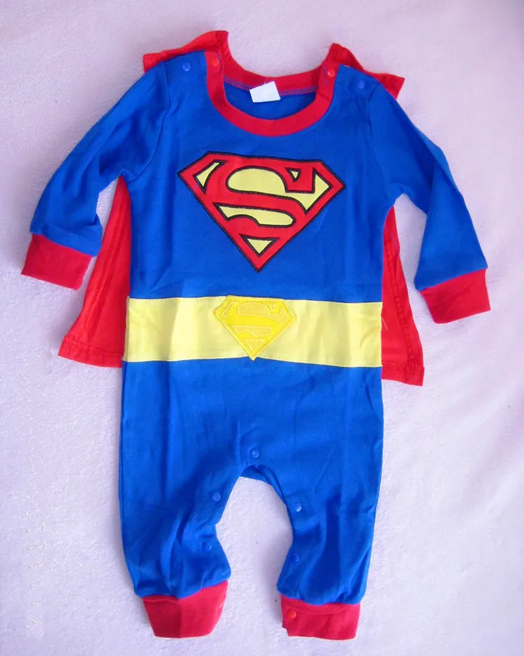 Коллекция года, весенне-осенняя одежда для маленьких мальчиков комбинезоны для новорожденных, флисовый Детский костюм с капюшоном и рисунком Супермена