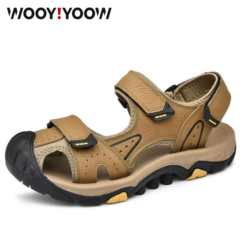 

WOOY!YOOW Men's Sandals Large Size Leather Casual Beach Sandals Shoes 2019 Summer New Product First Layer Cowhide Outdoor