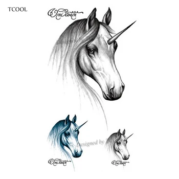

HXMAN Unicorn Women Temporary Tattoo Sticker Tattoos for Men Fashion Body Art Kids Children Hand Fake Tatoo 10.5X6cm A-239