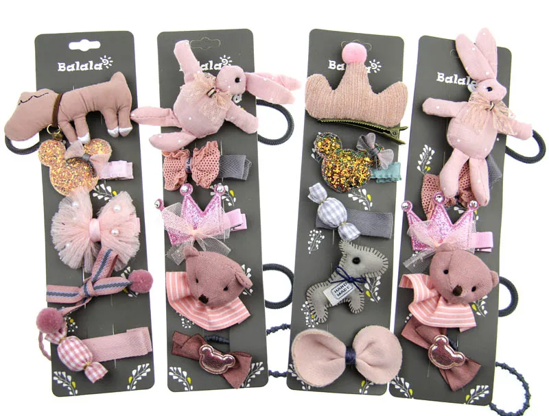 

5pcs/Set Children Girls Hair Accessories Princess Feel Cute Cartoon Puppy Bunny Hair Clips Bands Christmas Birthday Gift