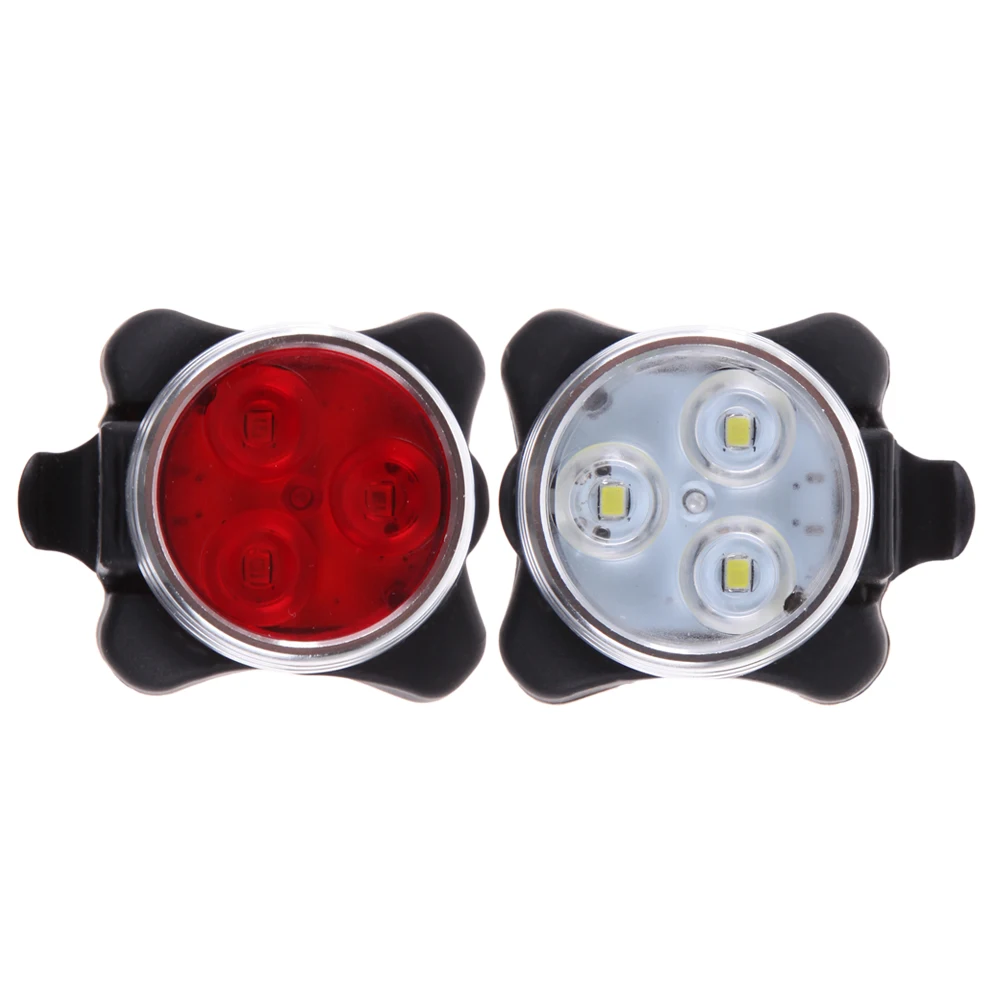 Practical Cycling Bicycle Bike 3 LED Head Front Rear Tail light Rechargeable Battery With USB Charging Cable 2 Color Available