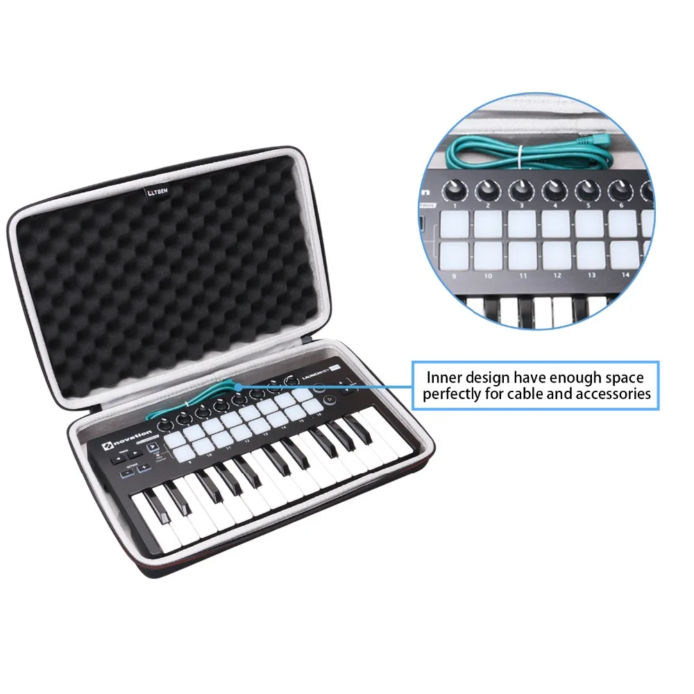  LTGEM EVA Hard Case for Novation Launchkey Mini 25-Note USB Keyboard MK2 Controller - Travel Protec
