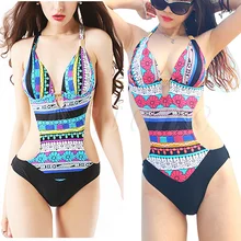 Сексуальная Богемия цельный купальник женщин купальники push up мягкий бикини женщины плавать носить один кусок купальный костюм