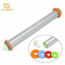 

ACEBON 17inch Adjustable Stainless Steel Rolling Pin With Dough Mat Dough Roller with 4 Removable Adjustable Thickness Rings