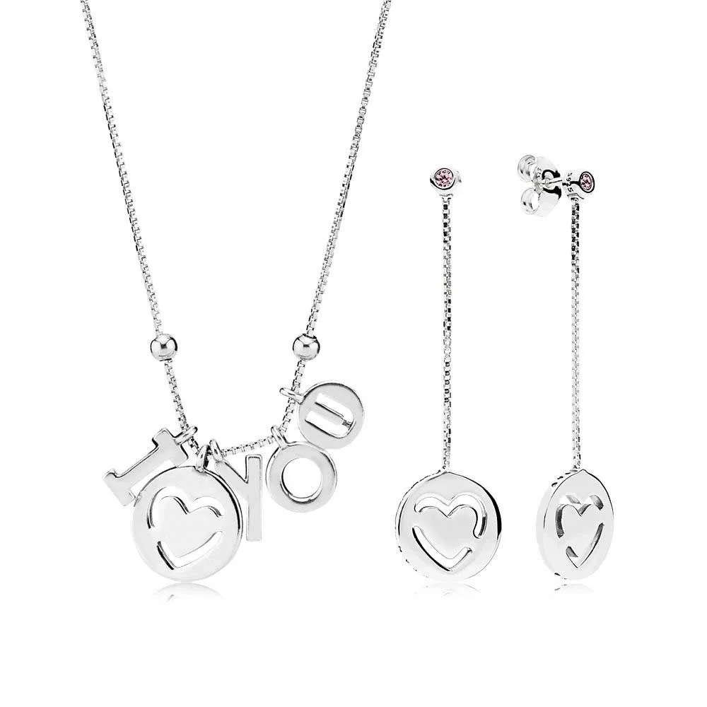 

Fanier 100% 925 Sterling Silver I Love You Paste And Toy Gift Set Fit Charm Colar Original Jewelry A Set