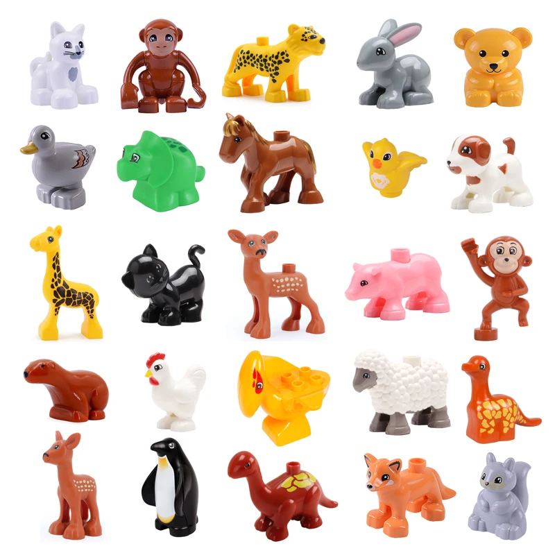 

Dinosaur Zoo Animal DIY Accessories Educational Toys For Children Gift Big Building Blocks Compatible With Legoed Duplos Bricks