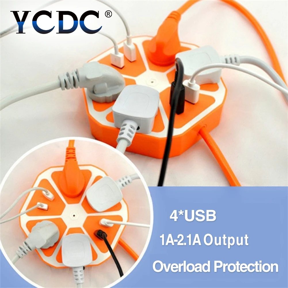Продажа Ycdc поле 3 вида цветов Горячая ЕС Зарядное устройство переключатель гнездо подарки Универсальный Мощность полосы 4 USB Порты и разъёмы Разъем ...