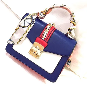 

High Quality New Casual Fashion Silk Scarf Striped Simple Famous Brand Elegant Girl Evening Party Handbag Shoulder Messenger Bag