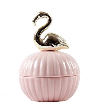 

Wedding Jewelry Box Can Storage Ceramic European Candy Box Pink White Flamingo Creative Gift Box Married Bridesmaid Cute Bird