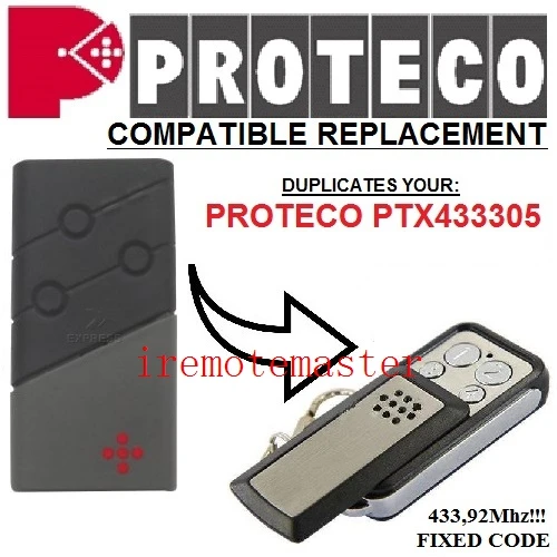 

2pcs for PROTECO PTX433305 remote duplicator 433,92MHZ