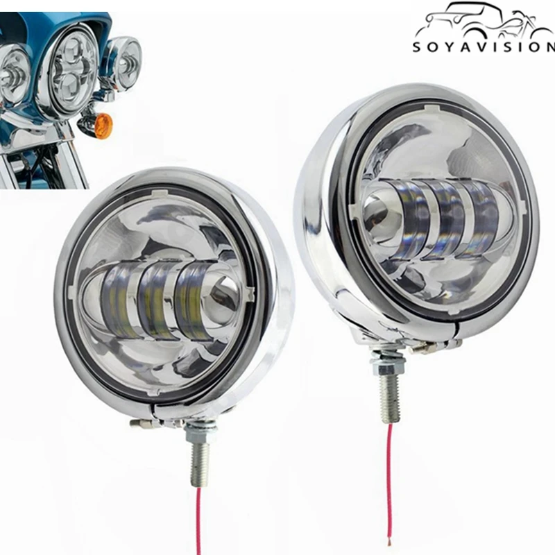 Prix pour 4-1/2 "4.5" Chrome LED Auxiliaire Spot Brouillard Feu-croisement avec Logement Bague de Montage Support pour Harley Touring Electra Glide Daymaker Prix pour 4-1/2 "4.5" Chrome LED Auxiliaire Spot Brouillard Feu-croisement avec Logement Bague de Montage Support pour Harley Touring Electra Glide Daymaker