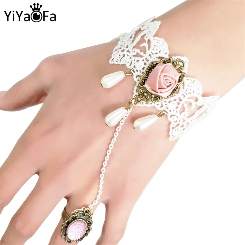 

YiYaoFa Handmade Vintage White Lace Bracelet for Women Accessories Gothic Wrist Jewelry Lady Party Jewelry Bracelet Bangle LB-45