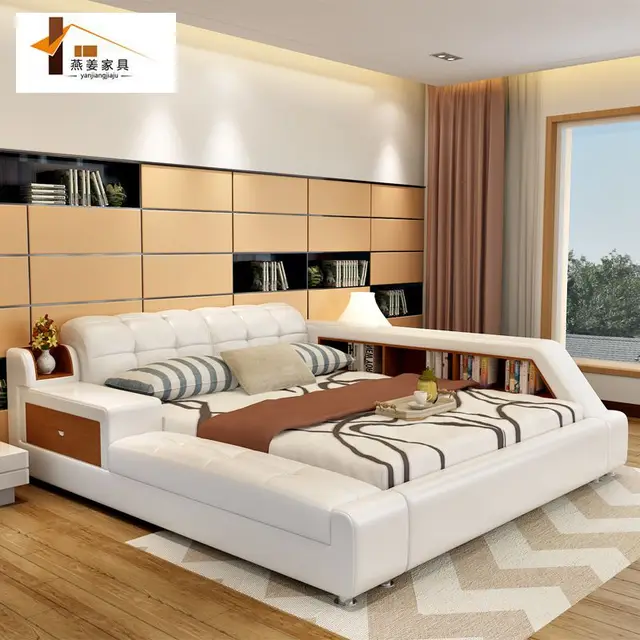 Bedroom furniture China leather bed Tatami bed Minimalist modern double