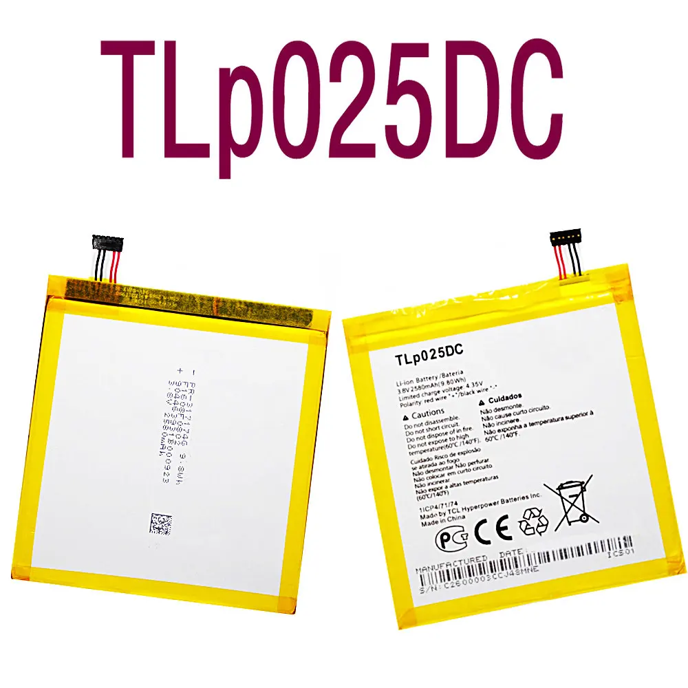 

High quality Replacement Battery profession For Alcatel One Touch Pixi 4 6.0 OT-8050 8050D OT 9001D 9001A 9001X TLP025DC 2580mAh