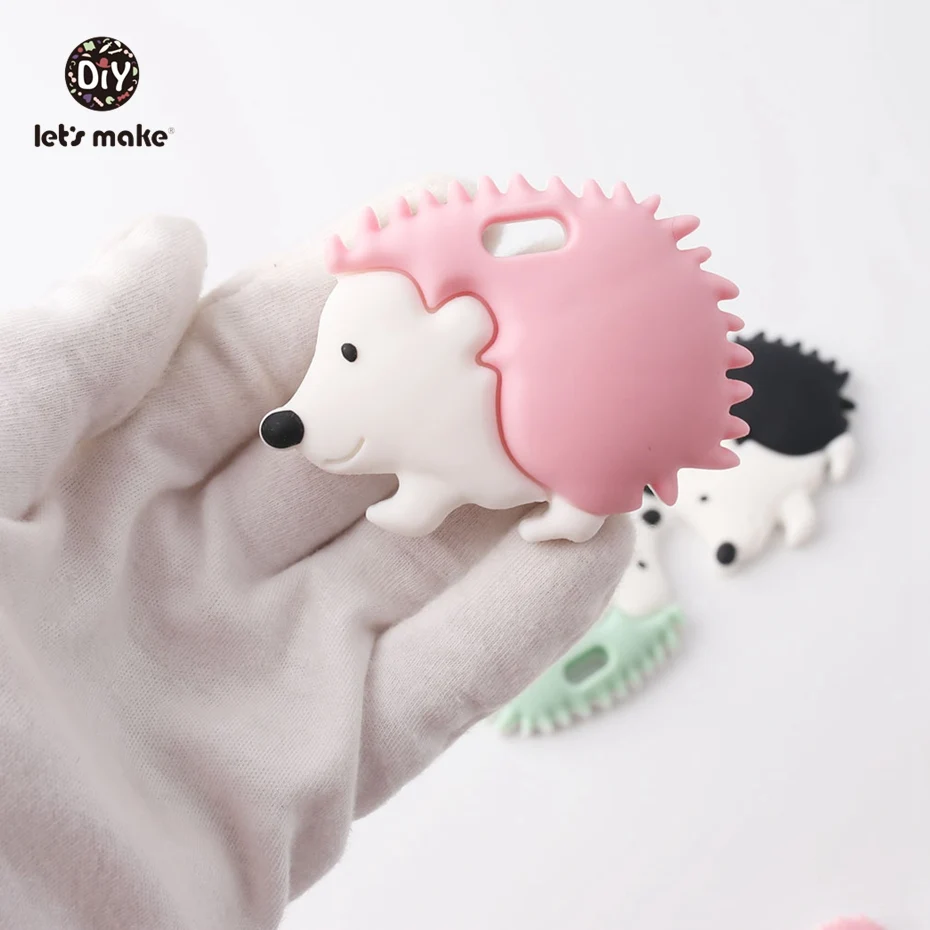 Давайте сделаем прорезывание зубов детский кулон в виде ежа BPA Бесплатно Силиконовый дикобраз мультфильм Животные детские товары мягкий и безопасный Прорезыватель для малышей