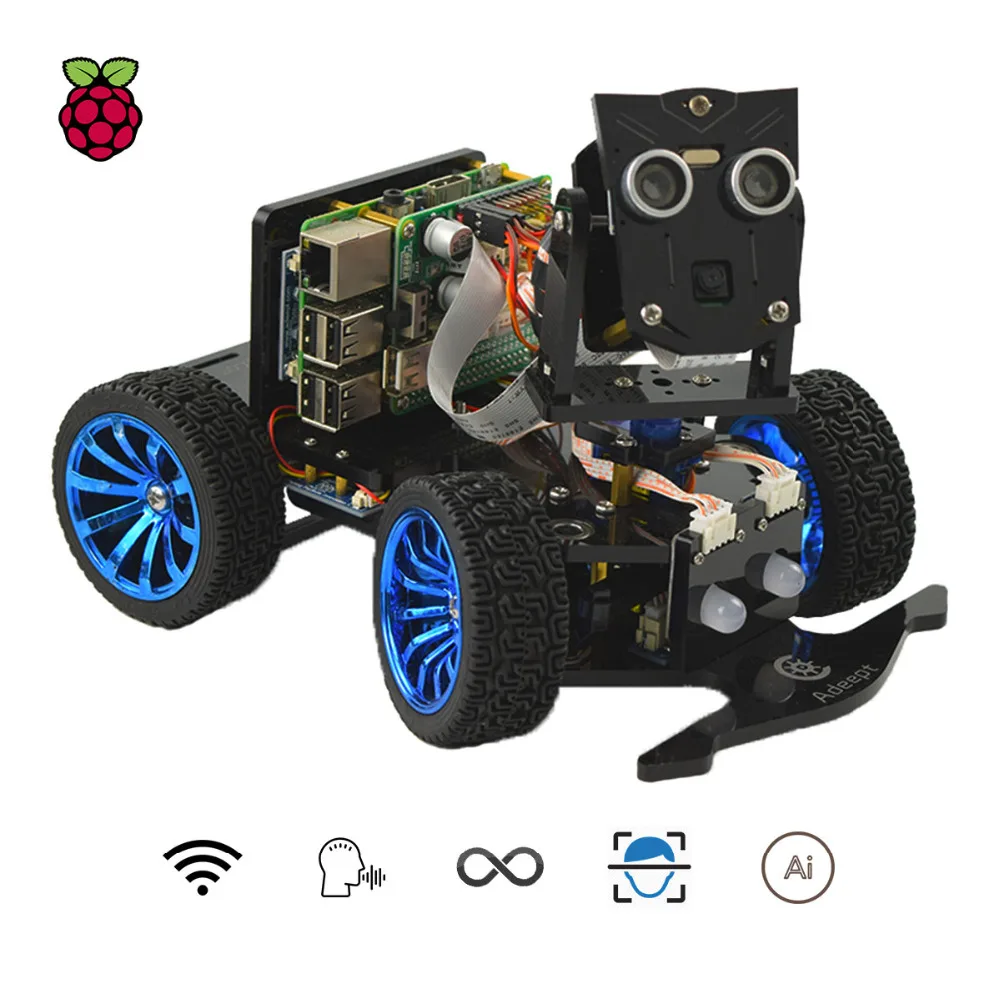 Adeept Mars Rover PiCar-B WiFi беспроводной умный робот автомобильный комплект для Raspberry Pi 3 Model B+/B/2B, распознавание речи, цель OpenCV