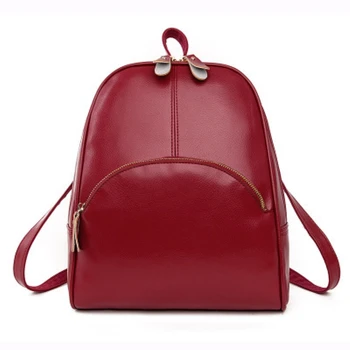 

2018 High Quality PU Leather fashion women bag double shoulder backpack girls school bags zipper bag Leather school bag