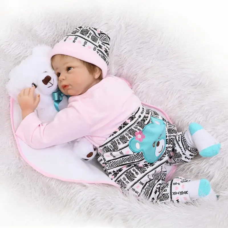 Bebe reborn 55 см Силиконовая Кукла игрушка для новорожденных девочек кукла принцессы