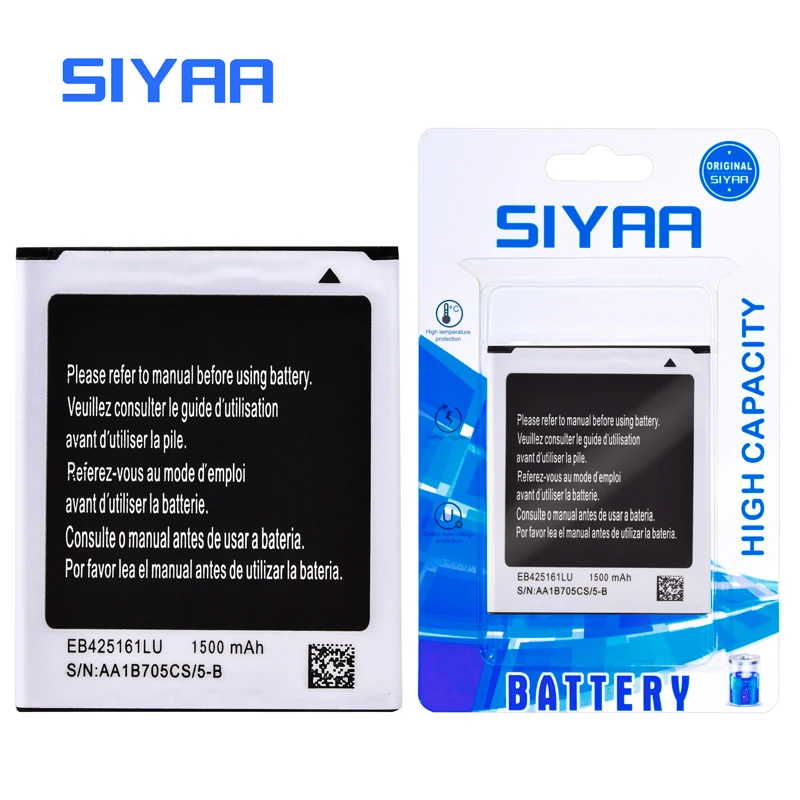 Оригинальный SIYAA батарея EB425161LU для Samsung Galaxy ace 2 i8160 8160 Модный чехол с S3 мини 1500 мА •