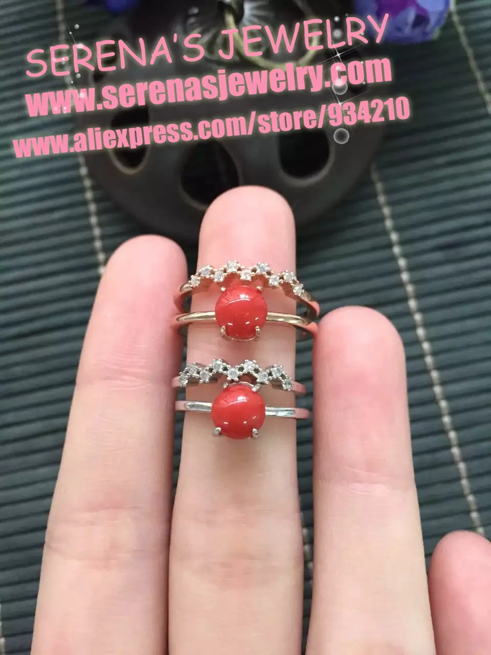 on sale discount girls gift mum birthday present real 925 sterling silver natural red coral ring egg surfce 6.5mm