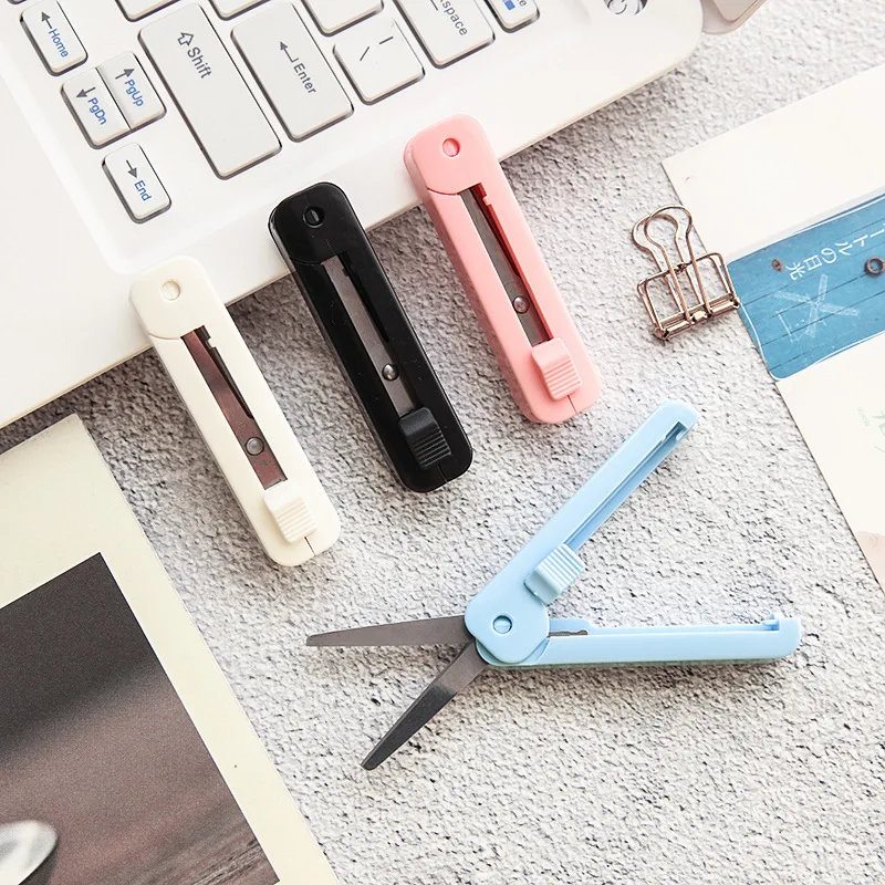 

1Pcs Portable Mini Scissors Folding Safety Carry Multifunction Stationery Manual Paper Cutting Art DIY Tool Office Supplies