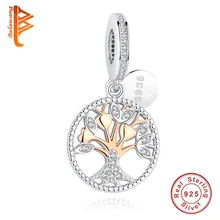 BELAWANG 2016 Christmas Gift Gold Family Tree Silver Dangle Charms Fit Original BW Bracelets 925 Sterling Silver Jewelry