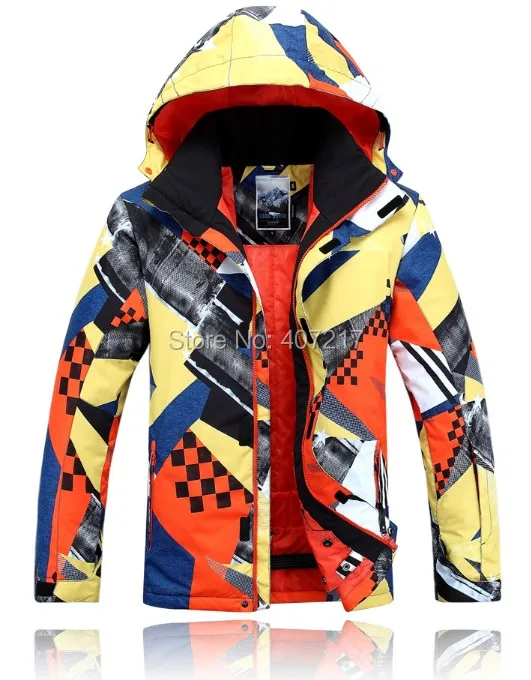 2017 رجل سترة تزلج الأصفر orange على الجليد سترة للرجال الثلج الدافئ معطف تزلج تسلق الجبال سترة للماء 10 كيلو