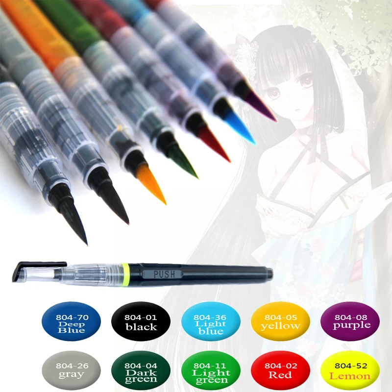 Portable Soft Brush Pen Ink Water Color Calligraphy for Beginner Painting Supplies Calligraphy pen 10 colors