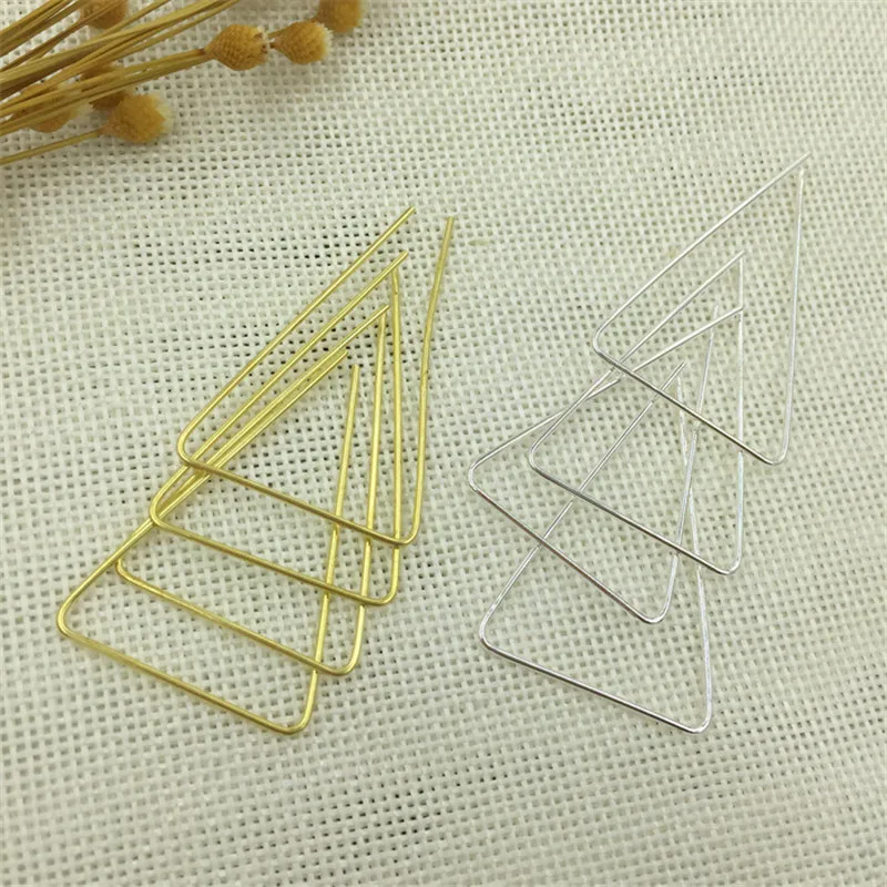 

SEA MEW 42*67mm Fashion Style Metal Copper Hollow Out Triangle Connectors 3 Colors Charms For Earrings Accessories 50PCS